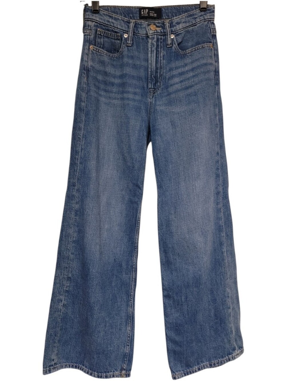 Gap High Rise Wide Leg Soft Denim Jeans Womens Size 00/24 Short Measures 26x27